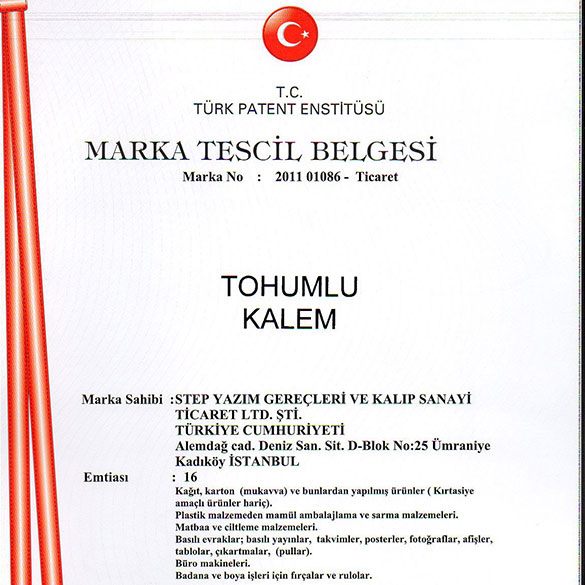 Tohumlu Kalem tescili